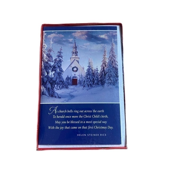 Christmas Cards 16 W/ Envelopes Church Snow Religious NEW - Picture 1 of 3